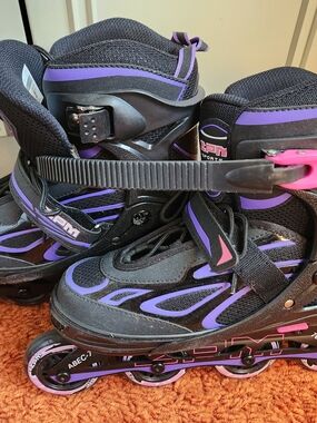 Kids Adjustable Inline Skates — Black with Purple and Pink Accents